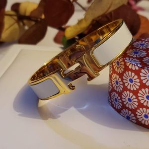 COPY - COPY - White Enamel Bangle Bracelet